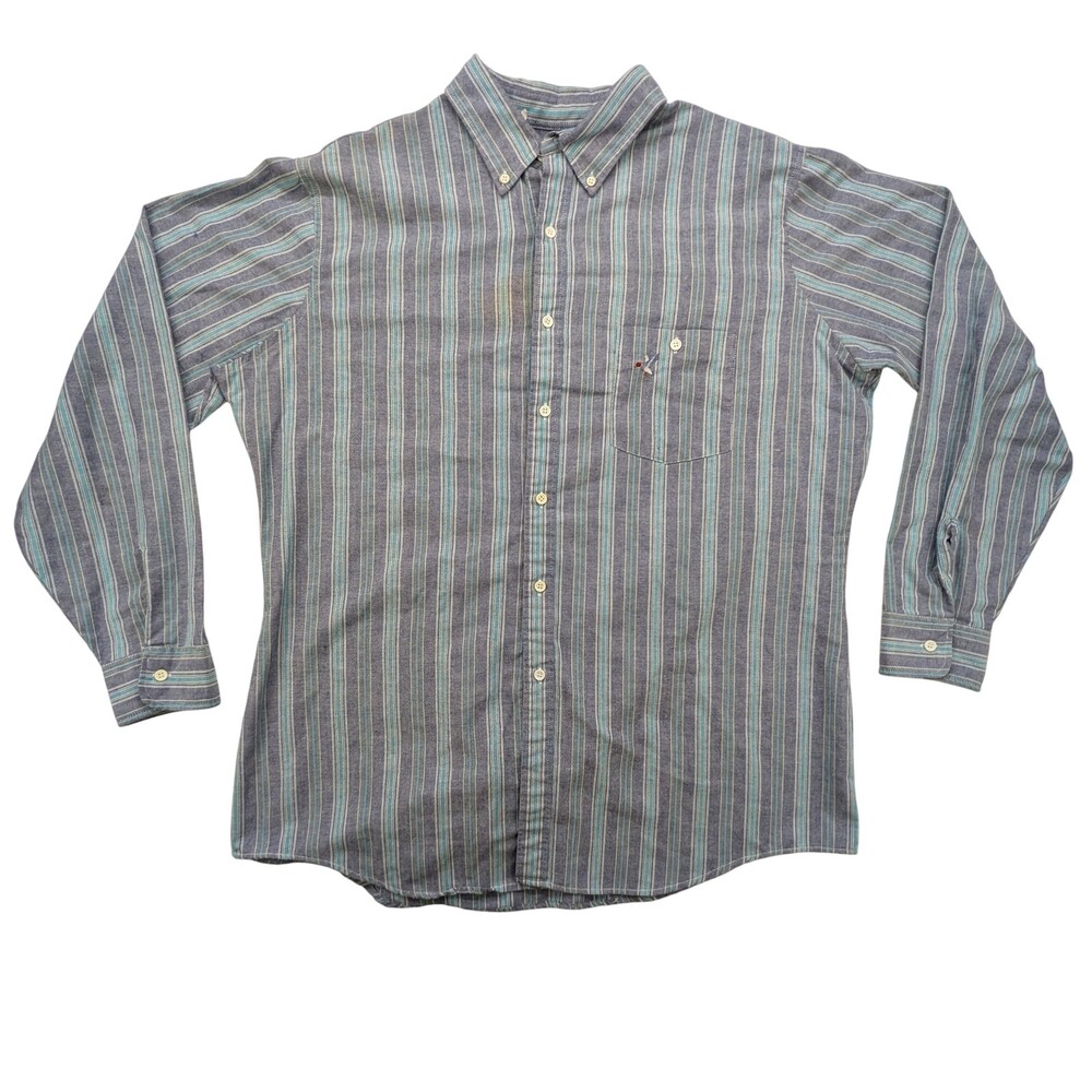 Raintree Southern Collection Mens Large Striped Button Down Shirt 80s 90s Vintag